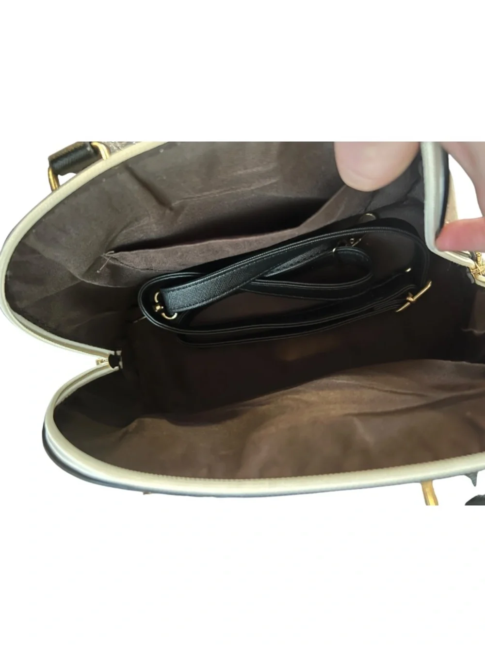 Bagsure Purse & Wallet Set NWOT Cream Black Satchel Bundle - Picture 6 of 15